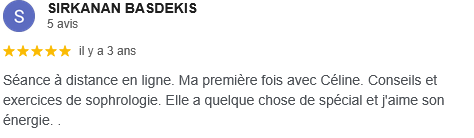 Avis cliente sur Céline Baron, sophrologue à Vichy.